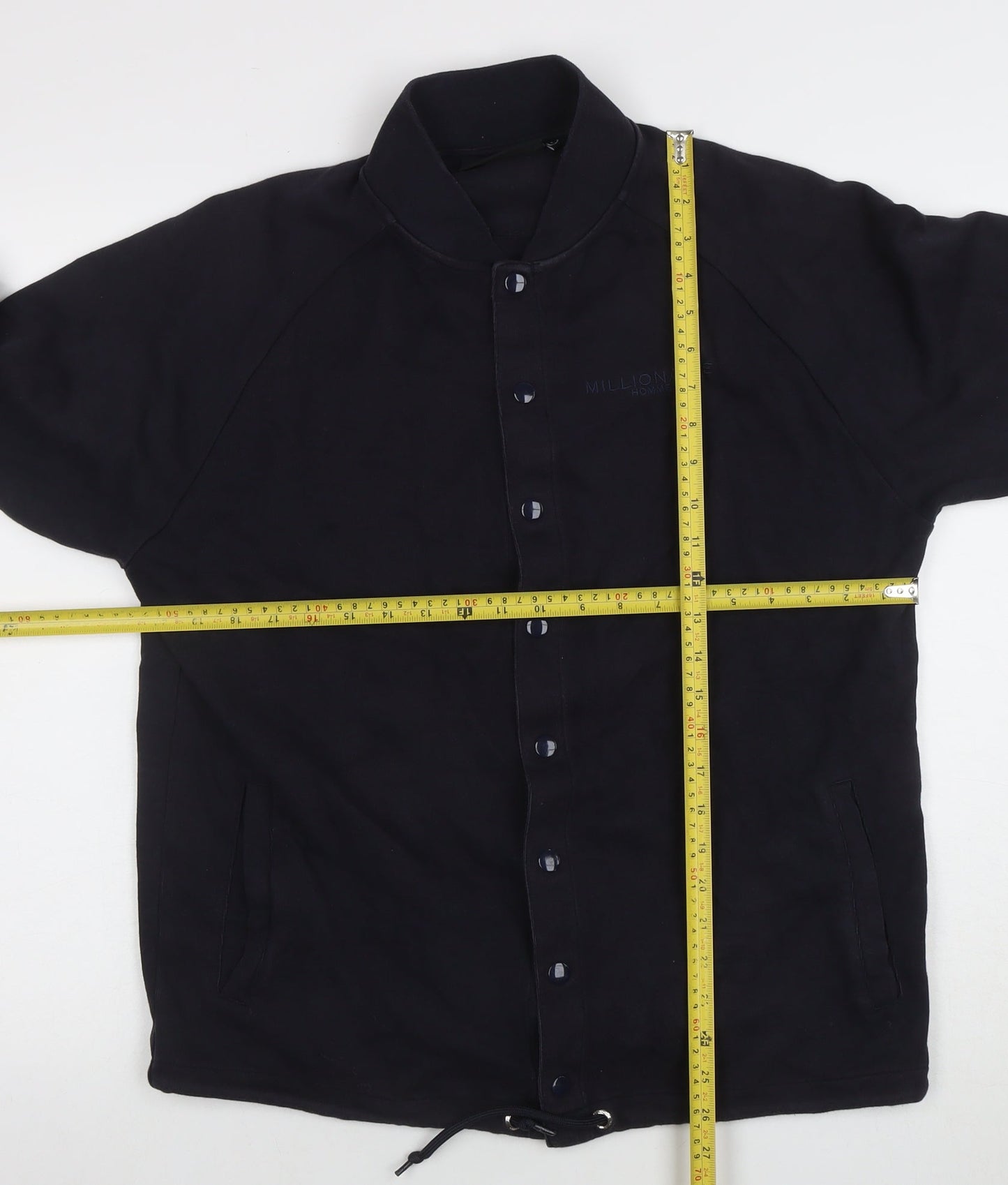 Millionaire Homme Men's Black L Collared Button Sweatshirt