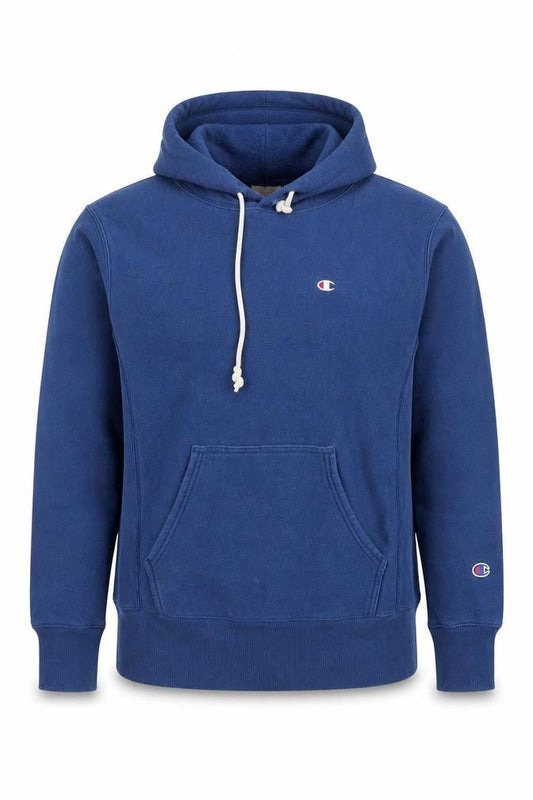 Champion Men Blue Small Pullover Hoodie Reverse Weave