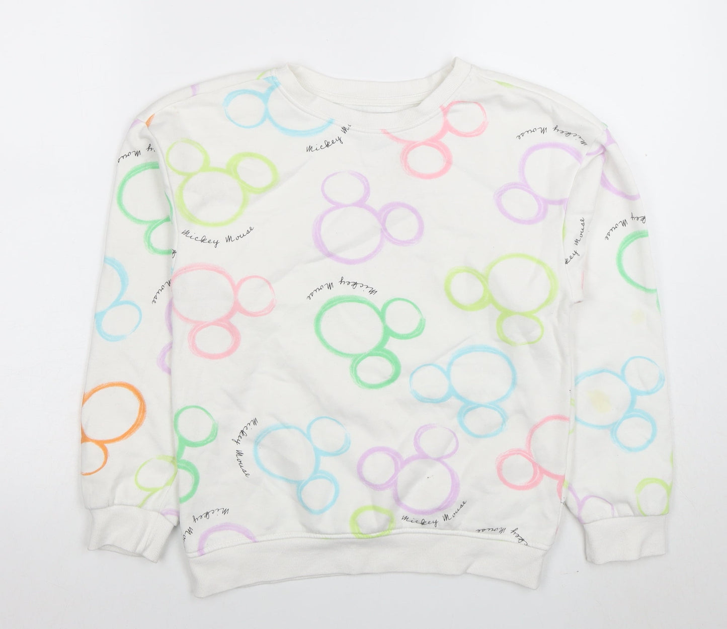 Disney Girls White Mickey Mouse Print Pullover Sweatshirt 10-11 Years