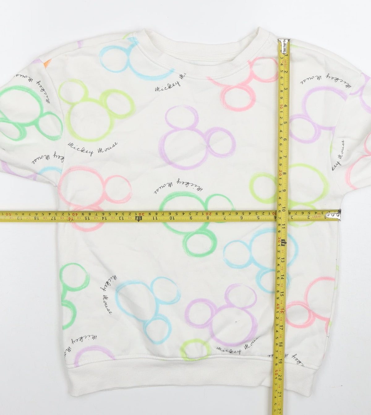 Disney Girls White Mickey Mouse Print Pullover Sweatshirt 10-11 Years