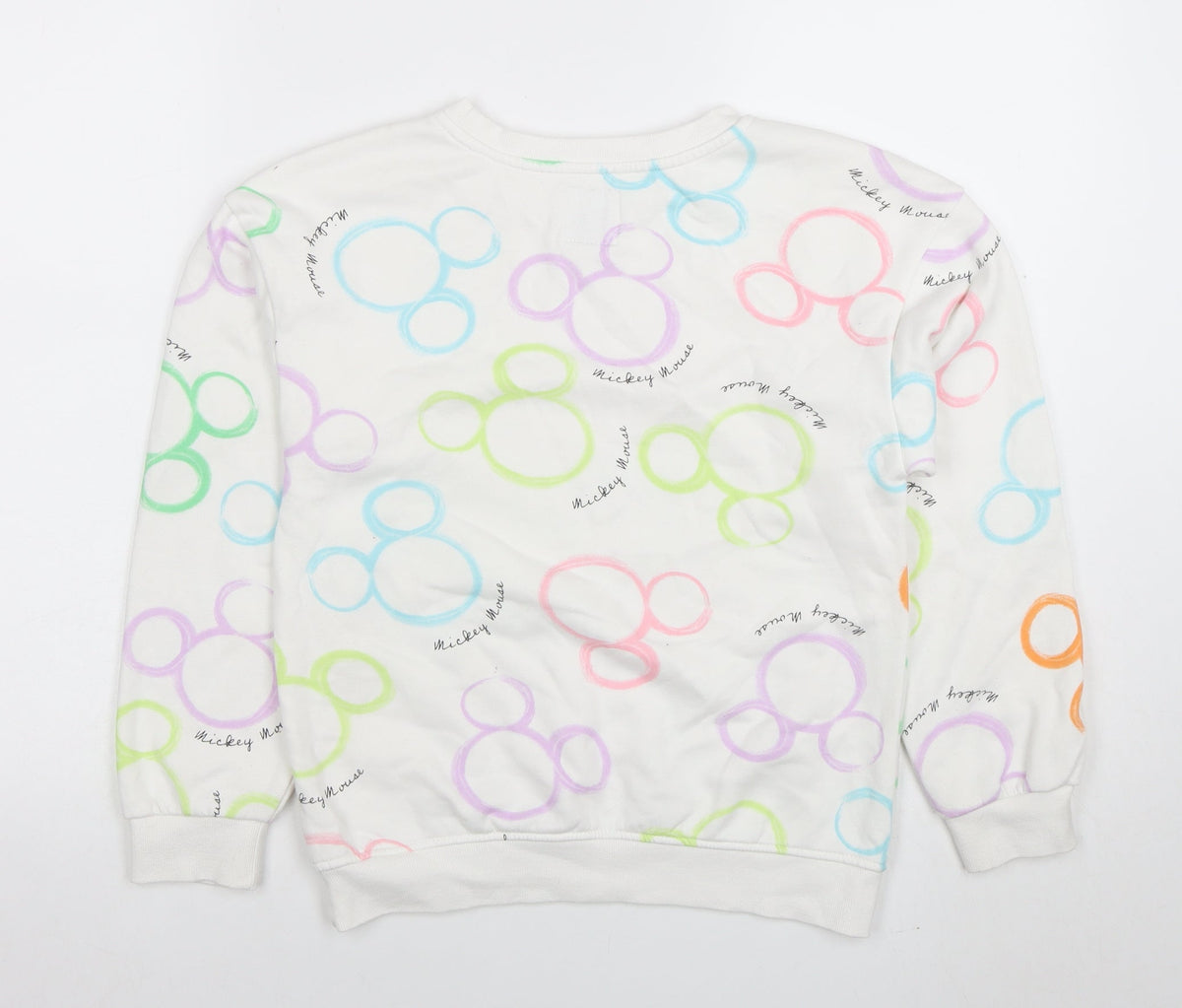 Disney Girls White Mickey Mouse Print Pullover Sweatshirt 10-11 Years