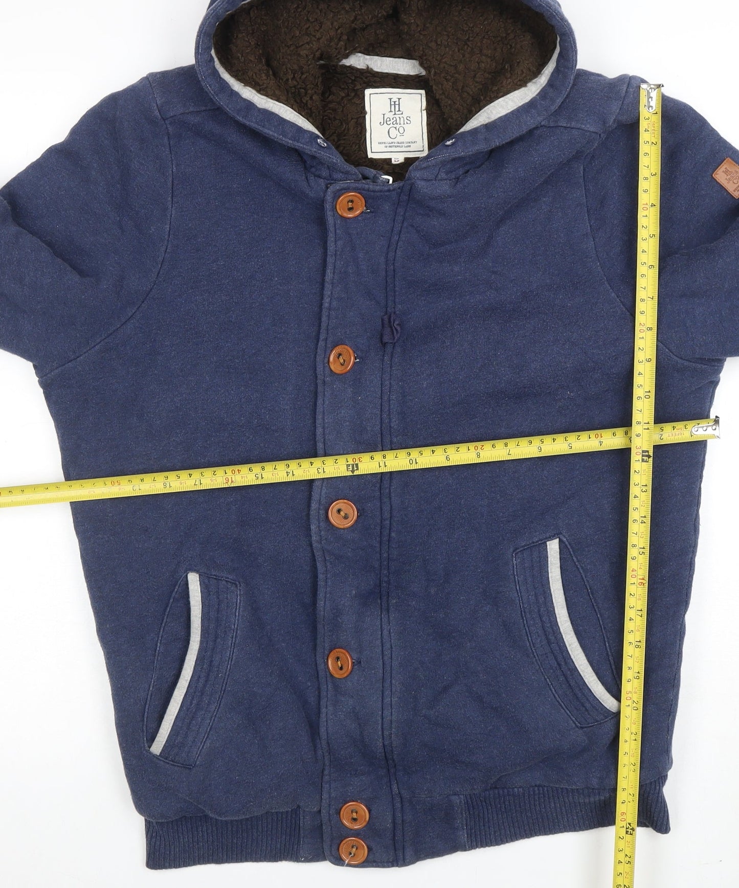 Henri Lloyd Jeans Co Navy Blue Men's M Hooded Button Sweatshirt
