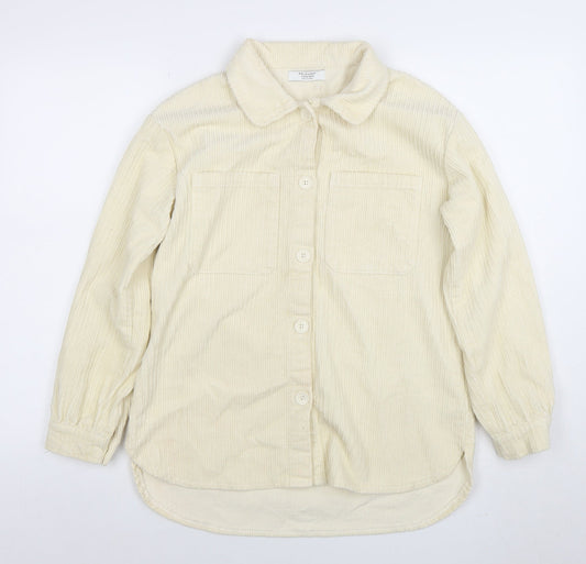 Primark Girls Ivory Corduroy Shirt Jacket 11-12 Years Button Front