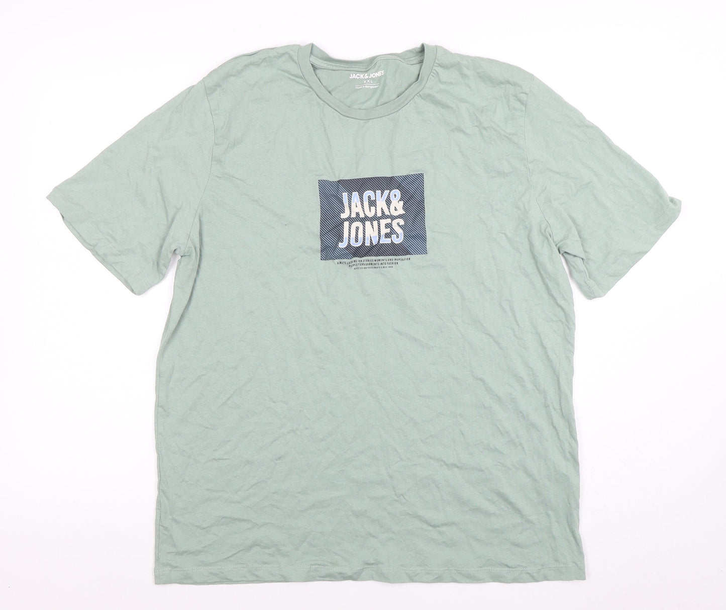 Jack & Jones Mens Green 2XL Graphic Logo Cotton T-Shirt