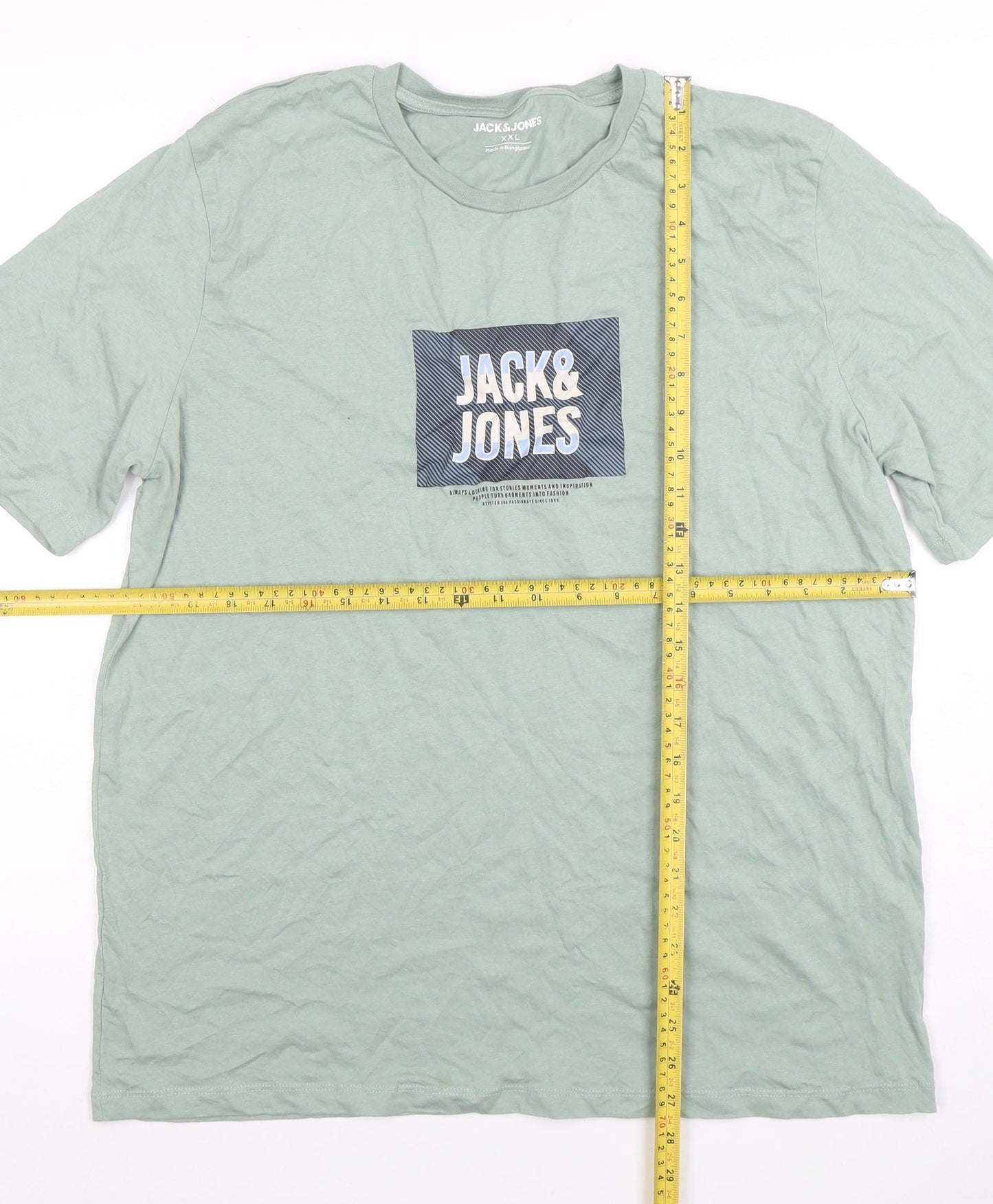Jack & Jones Mens Green 2XL Graphic Logo Cotton T-Shirt
