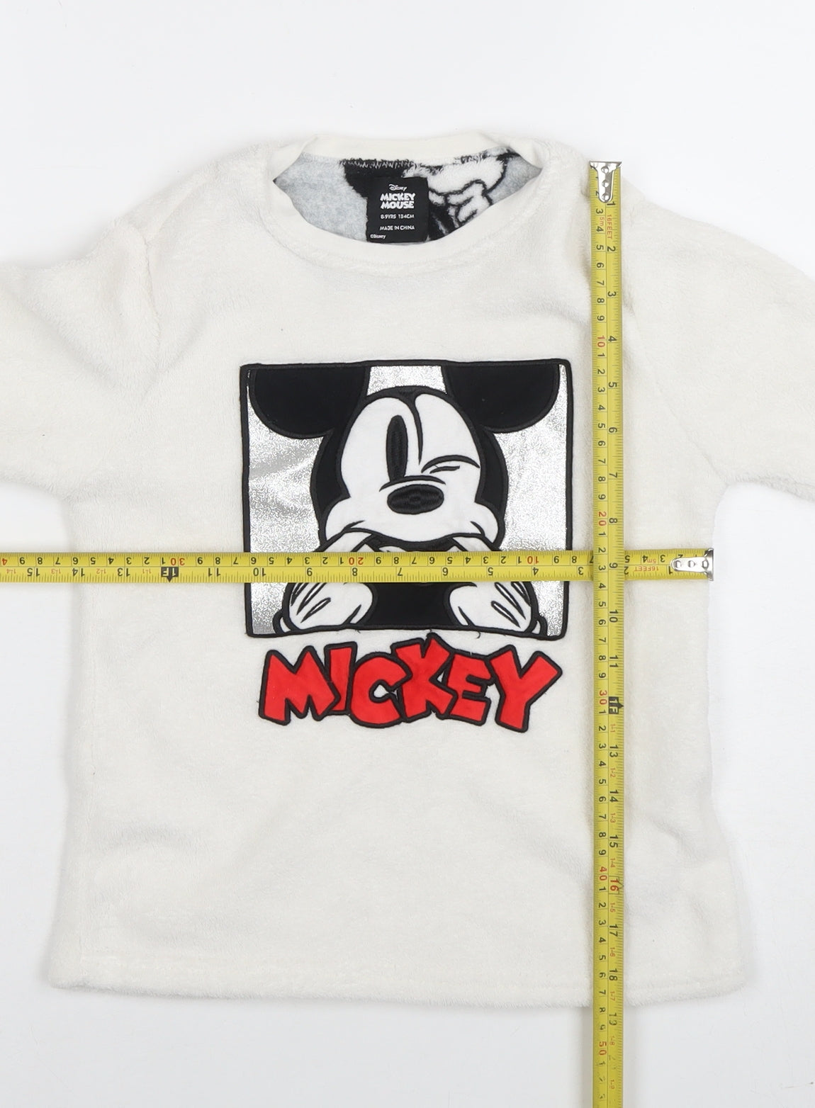 Disney Girls White Mickey Mouse Fleece Pullover Sweatshirt 8-9 Years