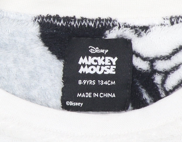 Disney Girls White Mickey Mouse Fleece Pullover Sweatshirt 8-9 Years