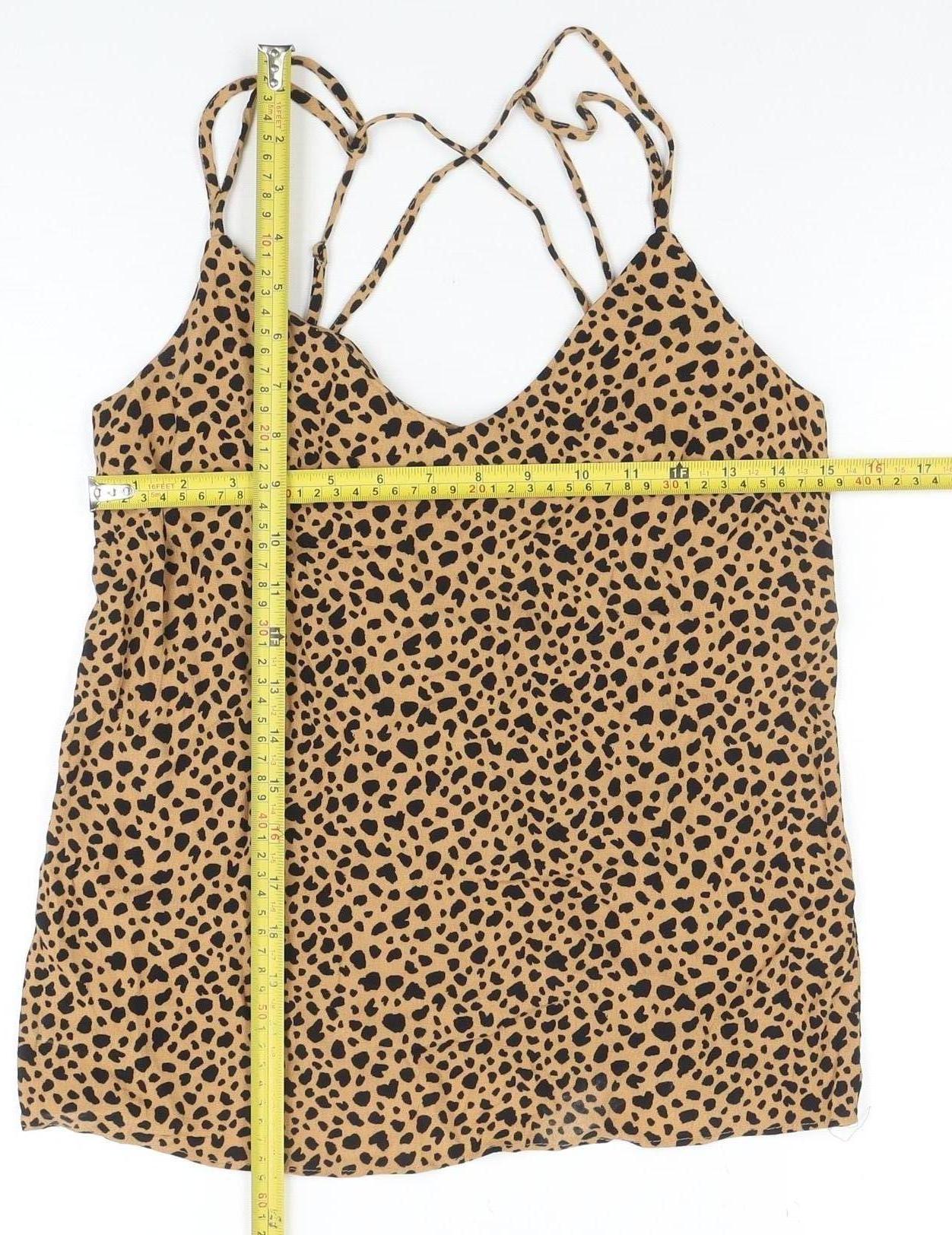 Warehouse Womens Brown Animal Print V-Neck Camisole Top Size 8