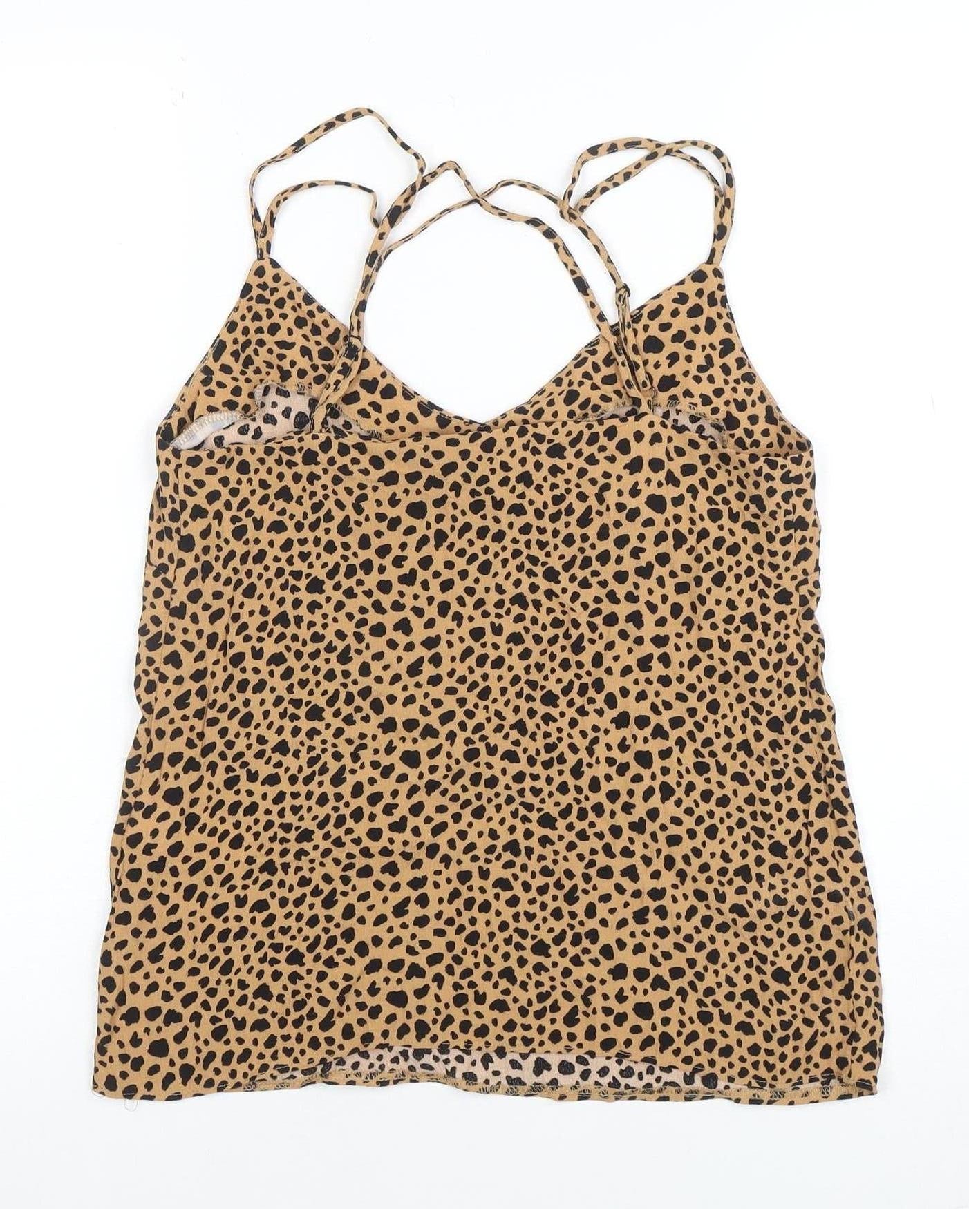 Warehouse Womens Brown Animal Print V-Neck Camisole Top Size 8
