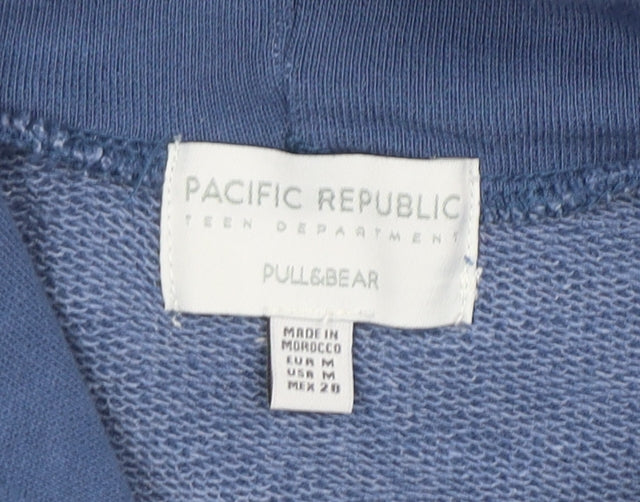 Pull&Bear Teen Blue Graphic Pullover Hoodie Size M