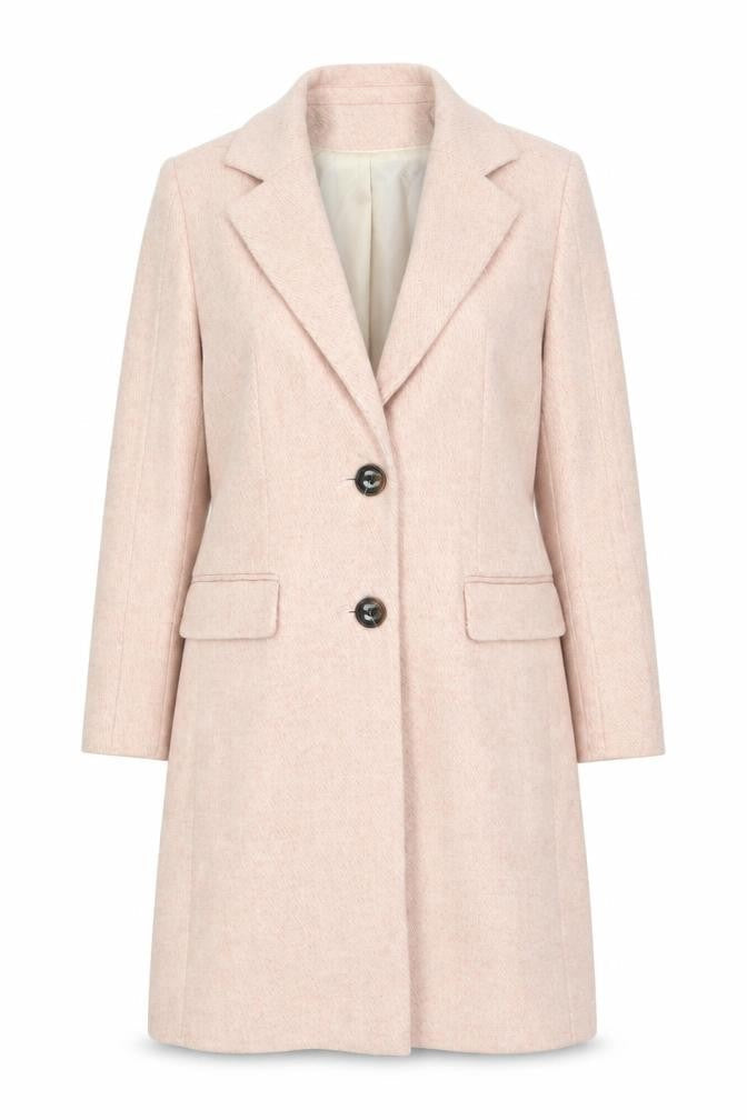 Next Women Beige Mid-Length Overcoat Size 14 Lined Button Classic Style