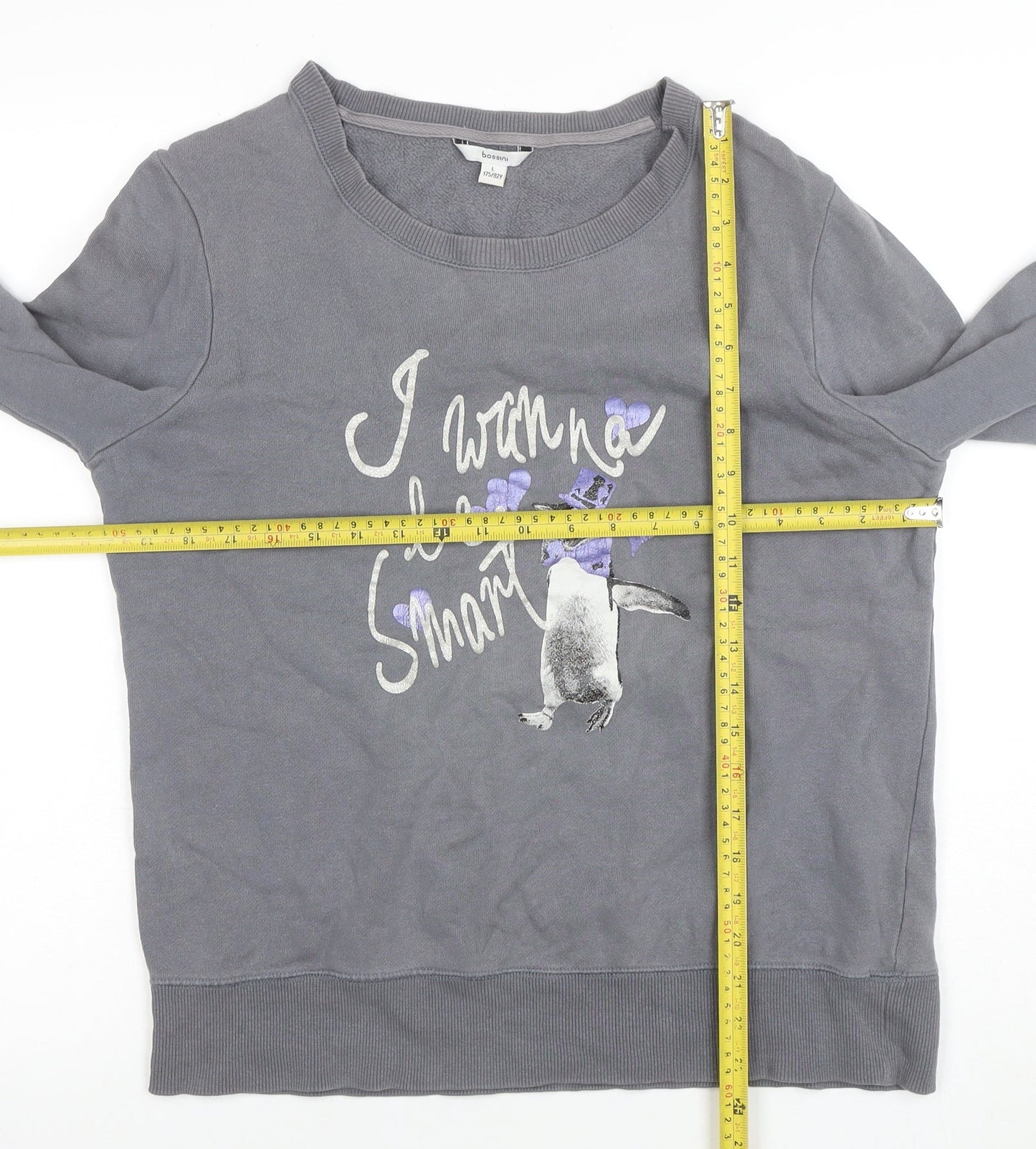 Bossini Boys Grey Penguin Graphic Long Sleeve Pullover Sweatshirt L