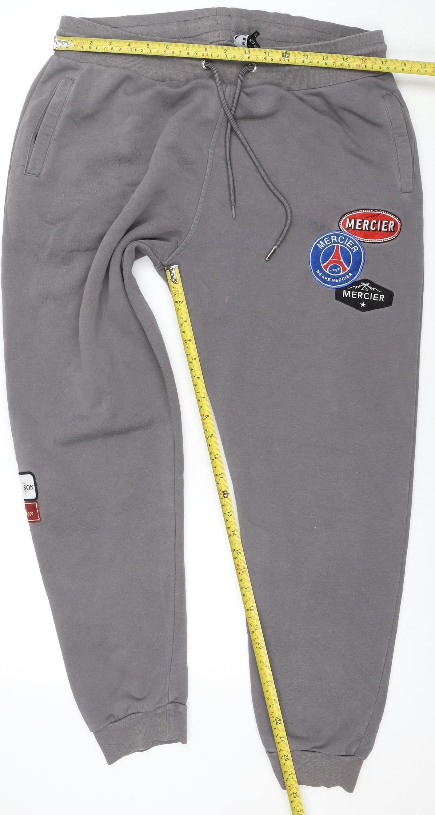 Mercier Men's Grey XL Jogger Sweatpants with Patches