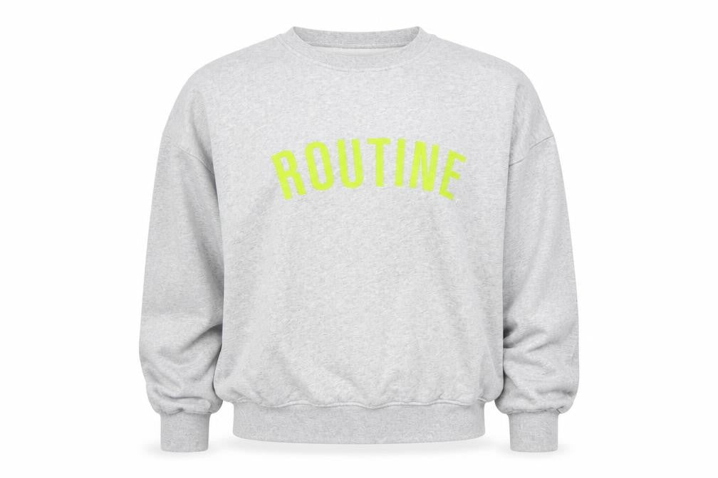 Oui Women Grey Cotton Pullover Sweatshirt Size S Routine Print