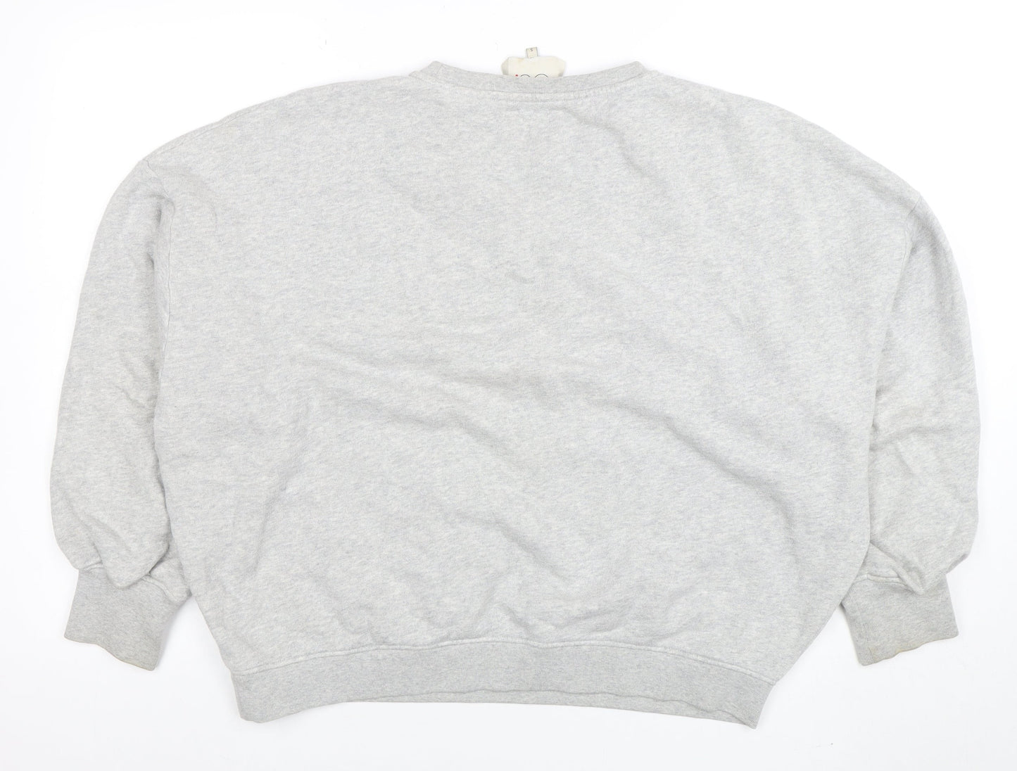 Oui Women Grey Cotton Pullover Sweatshirt Size S Routine Print