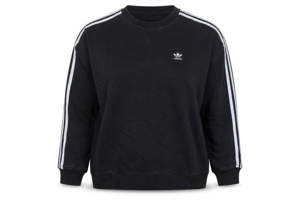 Adidas Womens Black Crew Neck Pullover Sweatshirt Size 12 Cotton