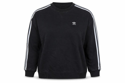 Adidas Womens Black Crew Neck Pullover Sweatshirt Size 12 Cotton