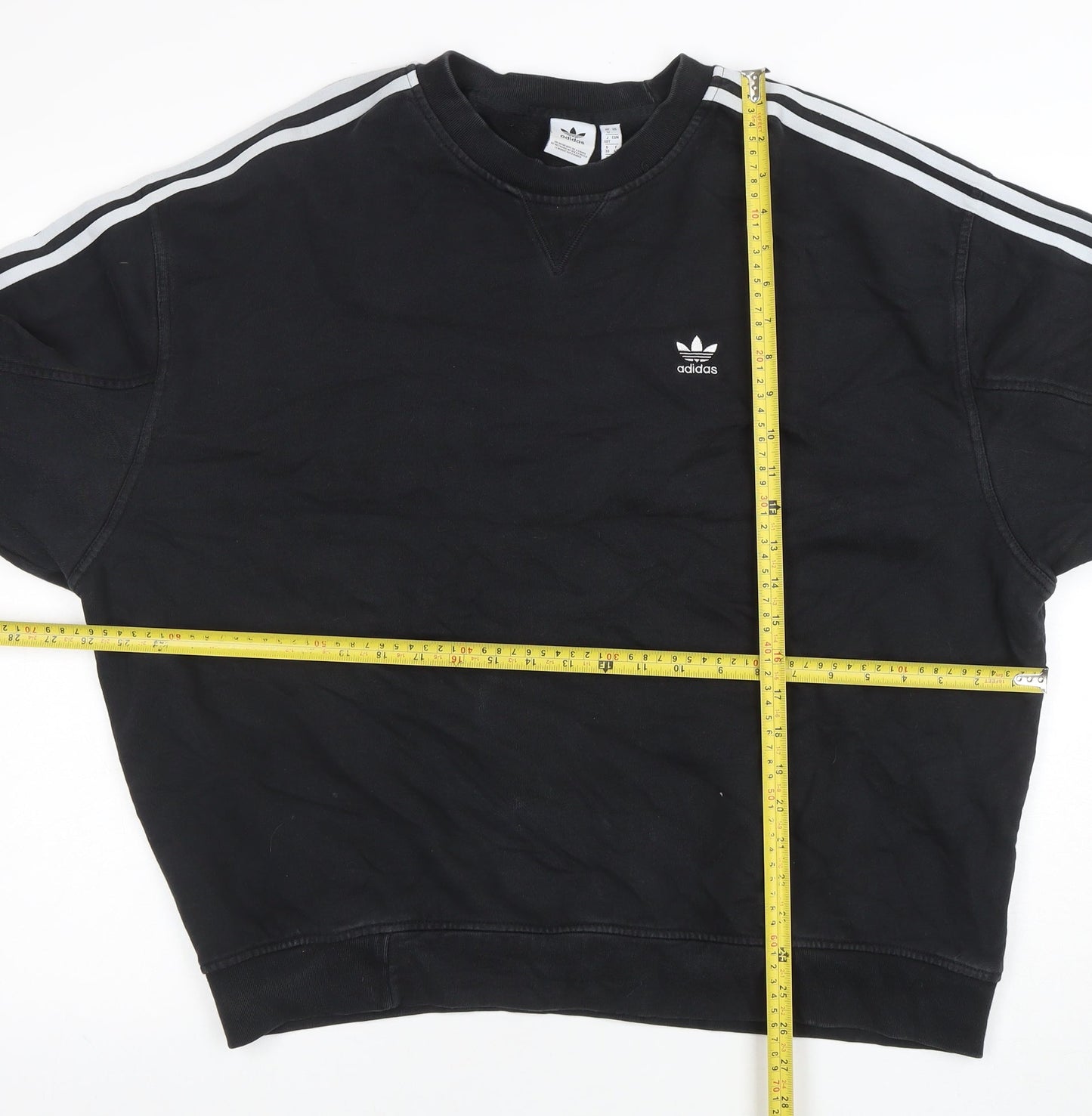 Adidas Womens Black Crew Neck Pullover Sweatshirt Size 12 Cotton