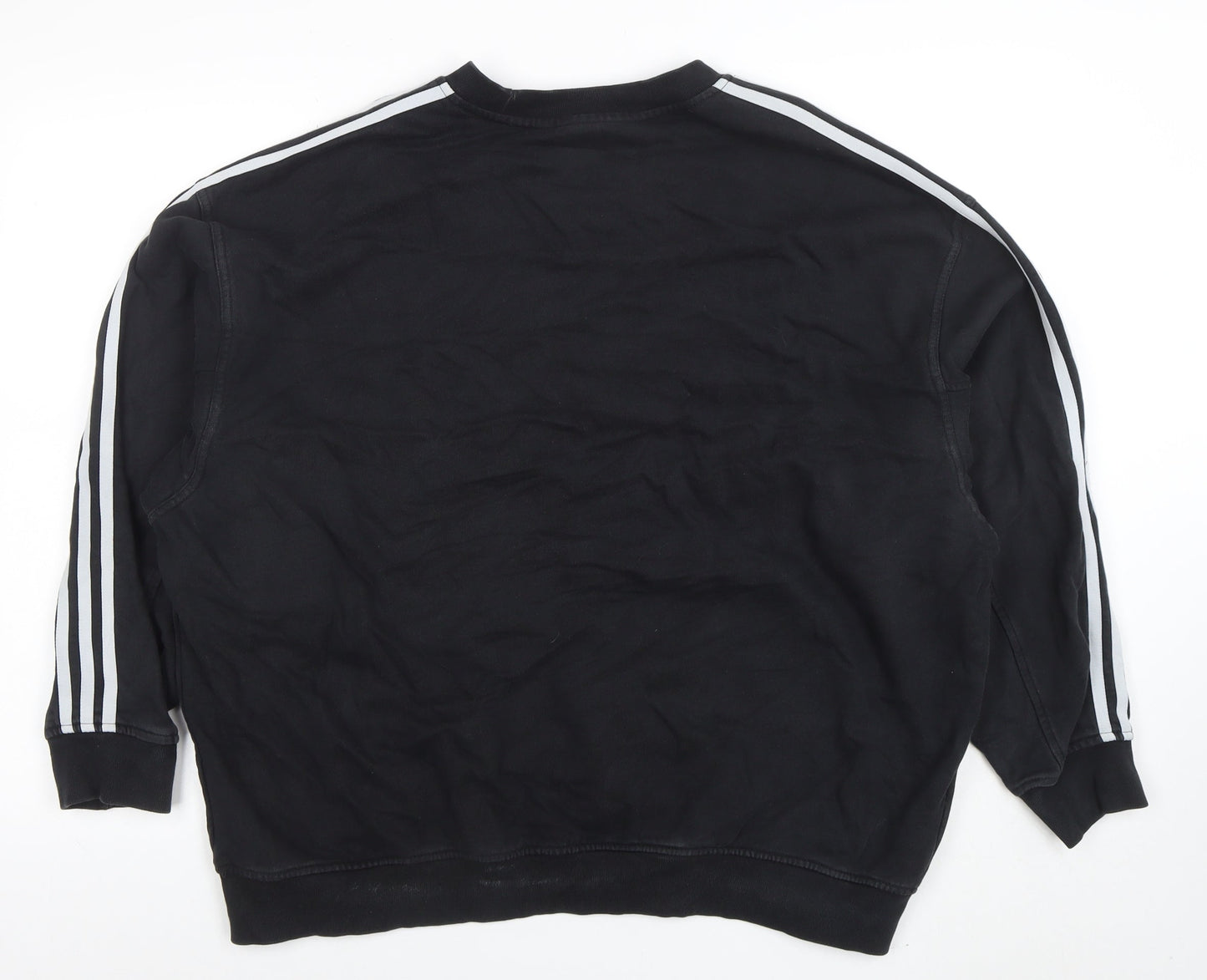 Adidas Womens Black Crew Neck Pullover Sweatshirt Size 12 Cotton