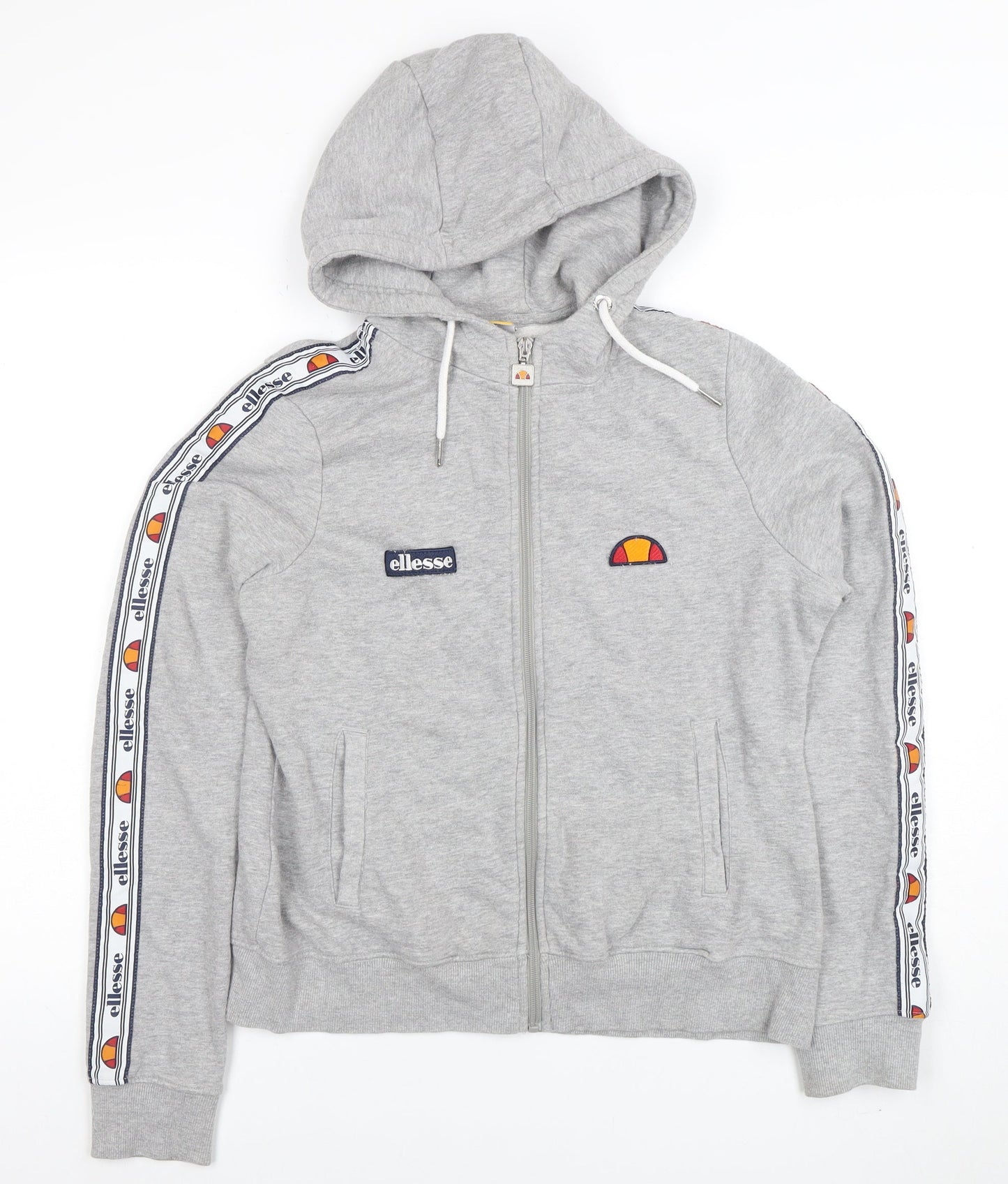 Ellesse Womens Grey Full Zip Hoodie UK 12 Logo Tape Detail