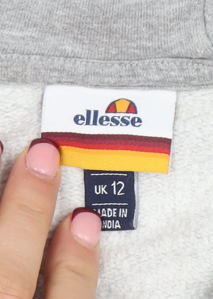 Ellesse Womens Grey Full Zip Hoodie UK 12 Logo Tape Detail