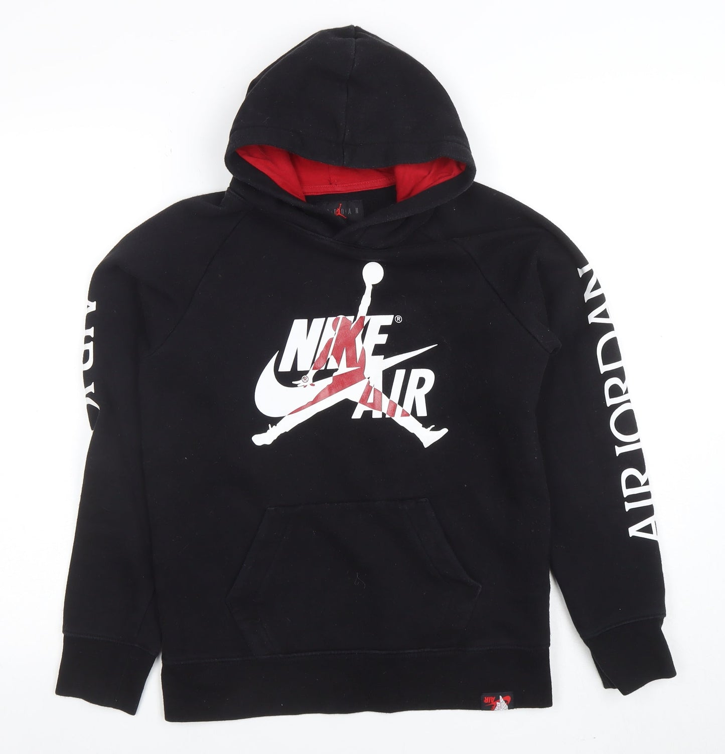 Nike Air Jordan Boys Black Pullover Hoodie 12-13 Years Graphic Print