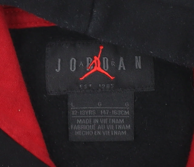 Nike Air Jordan Boys Black Pullover Hoodie 12-13 Years Graphic Print
