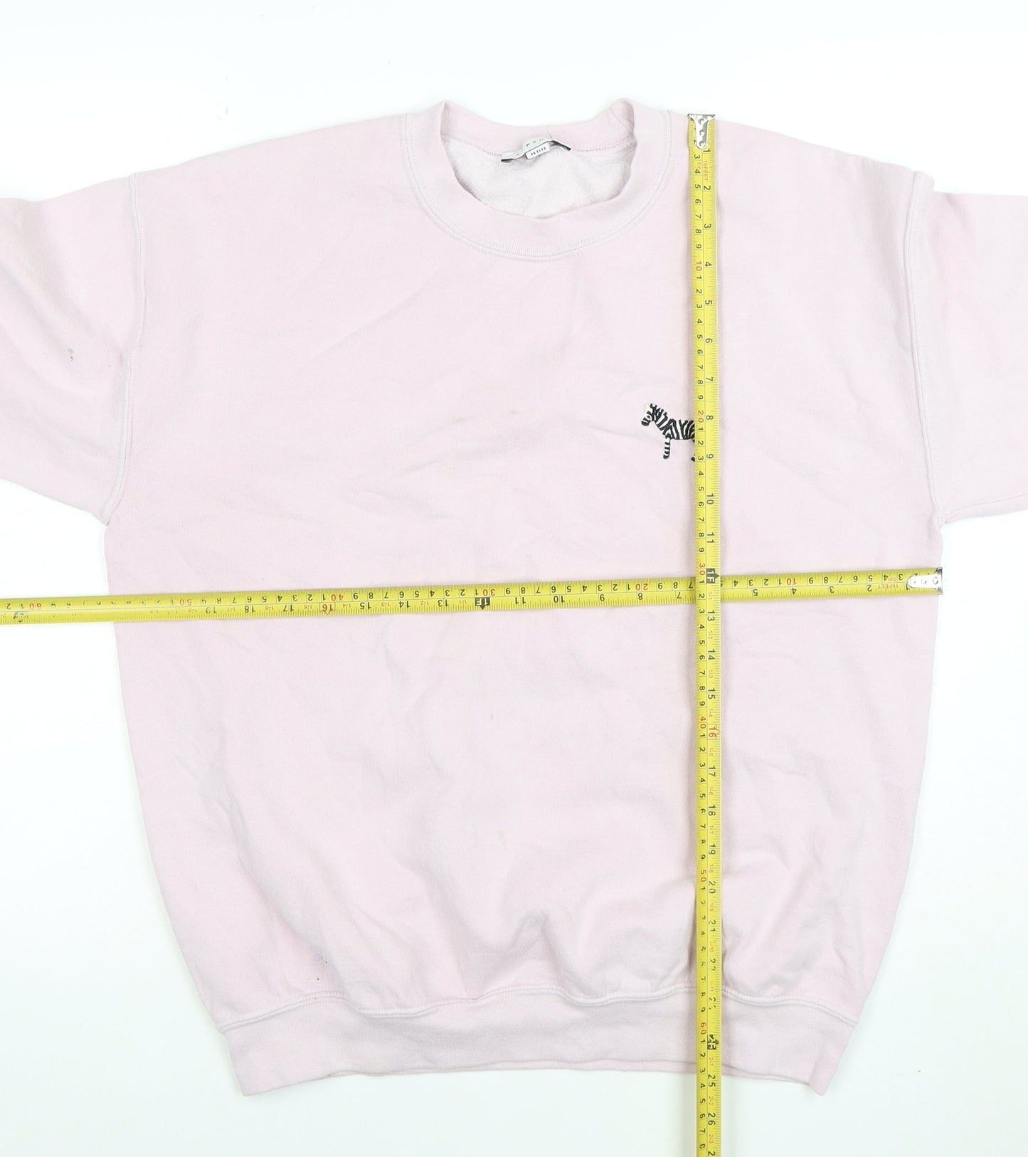 Topshop Women's Petite Pink Sweatshirt Zebra Embroidered UK M