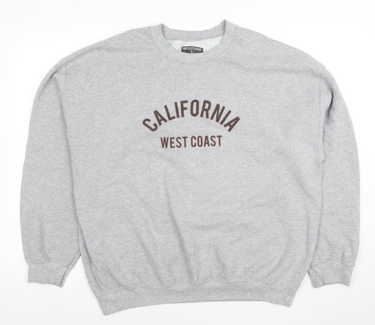 PrettyLittleThing Women Grey Large Pullover Sweatshirt California Print