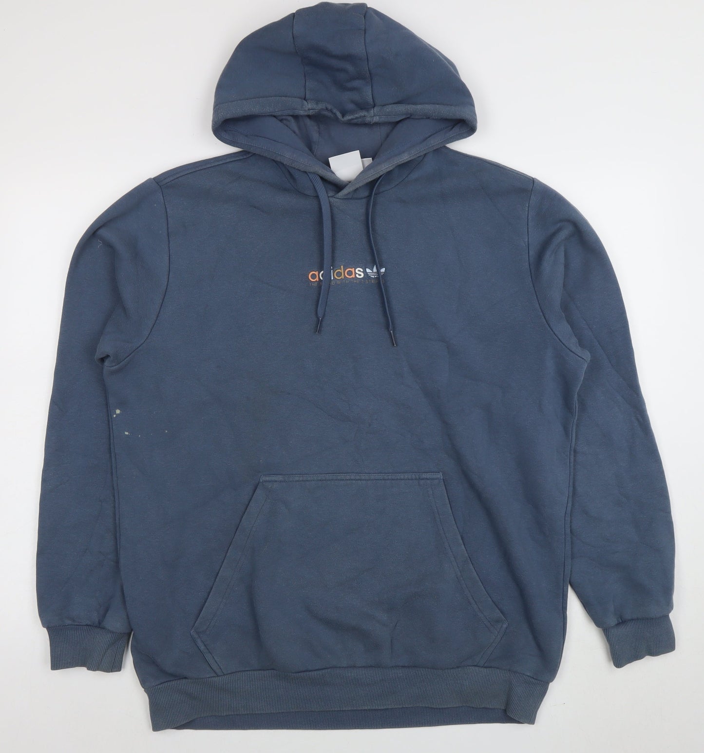 Adidas Men’s Blue Pullover Hoodie Size L Sports Fleece Sweatshirt