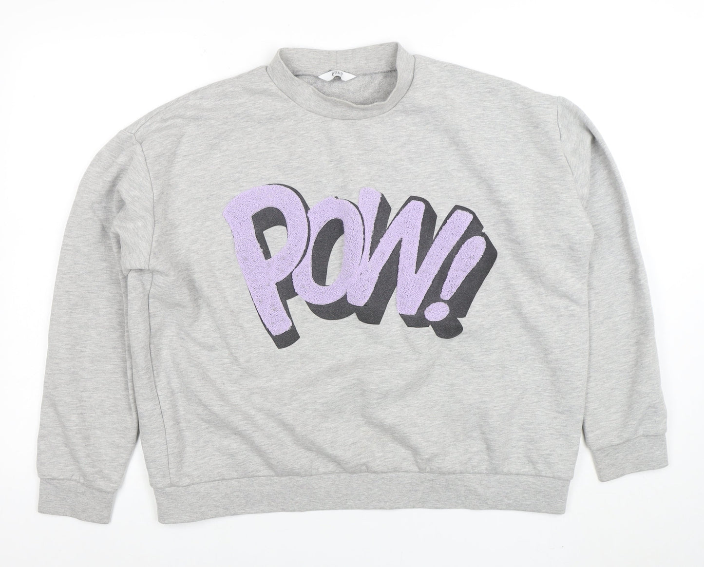 Envii Women Grey Sweatshirt Small POW Graphic Cotton Blend Casual