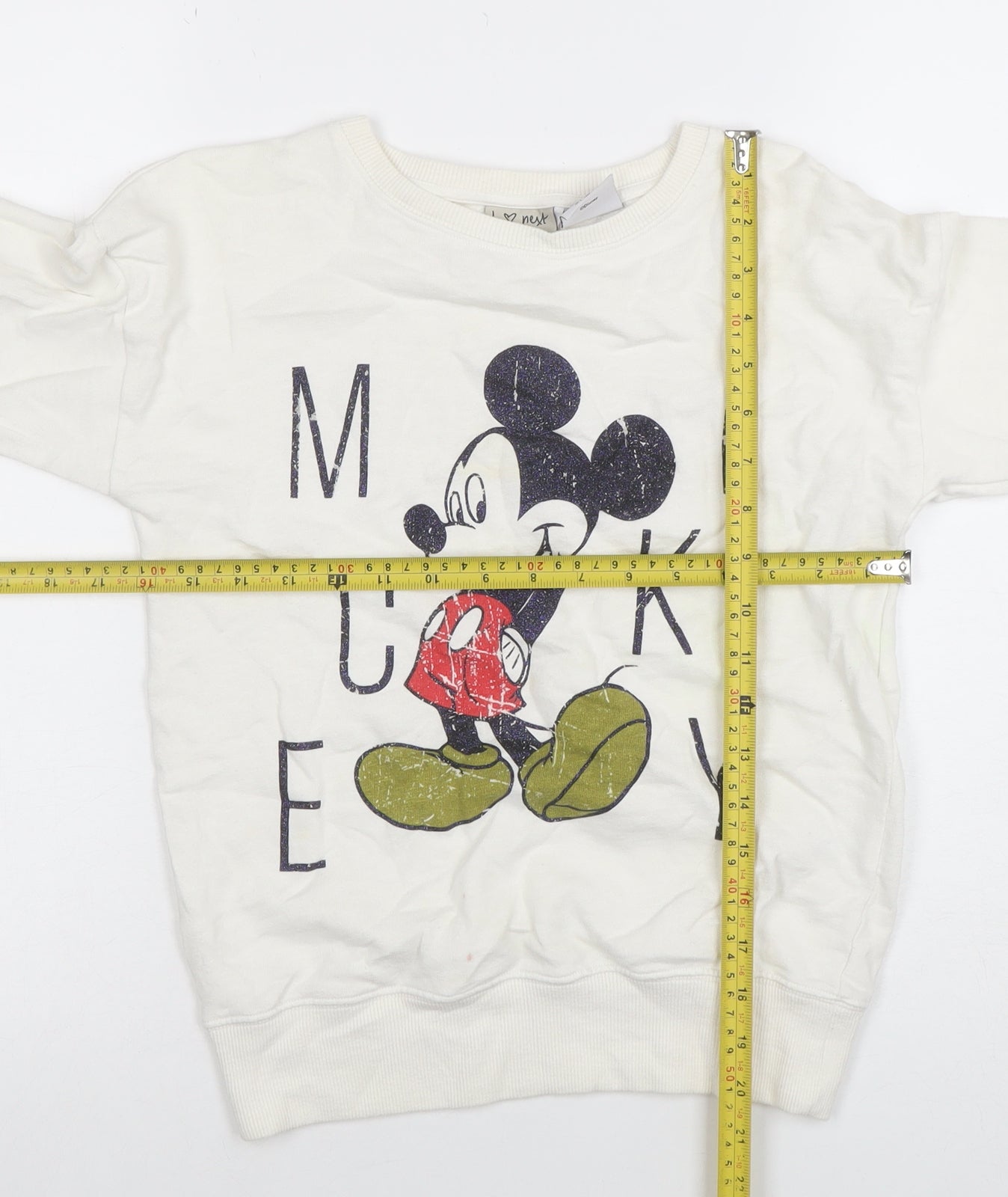 Next Girls White Mickey Mouse Sweatshirt 10 Years Pullover Disney Graphic