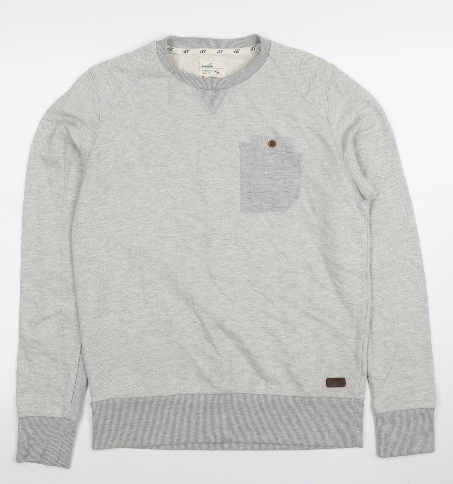 Boxfresh Men's Grey Crew Neck Cotton Blend Pullover Sweatshirt M