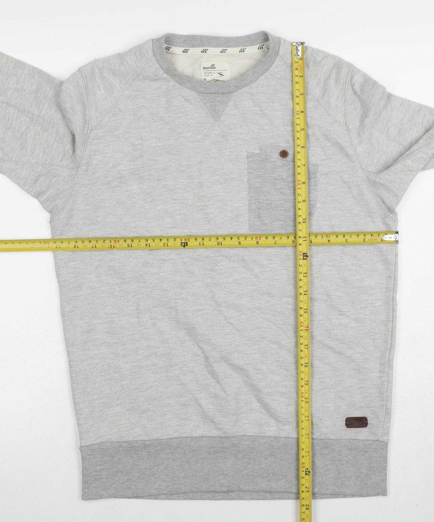 Boxfresh Men's Grey Crew Neck Cotton Blend Pullover Sweatshirt M