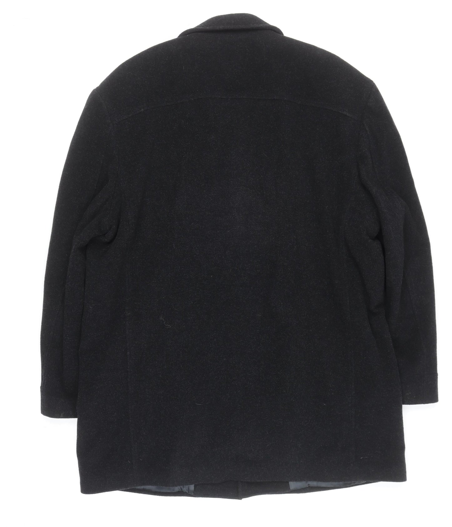 Kistermann Men's Black Wool Cashmere Blend Mid-Length Overcoat M