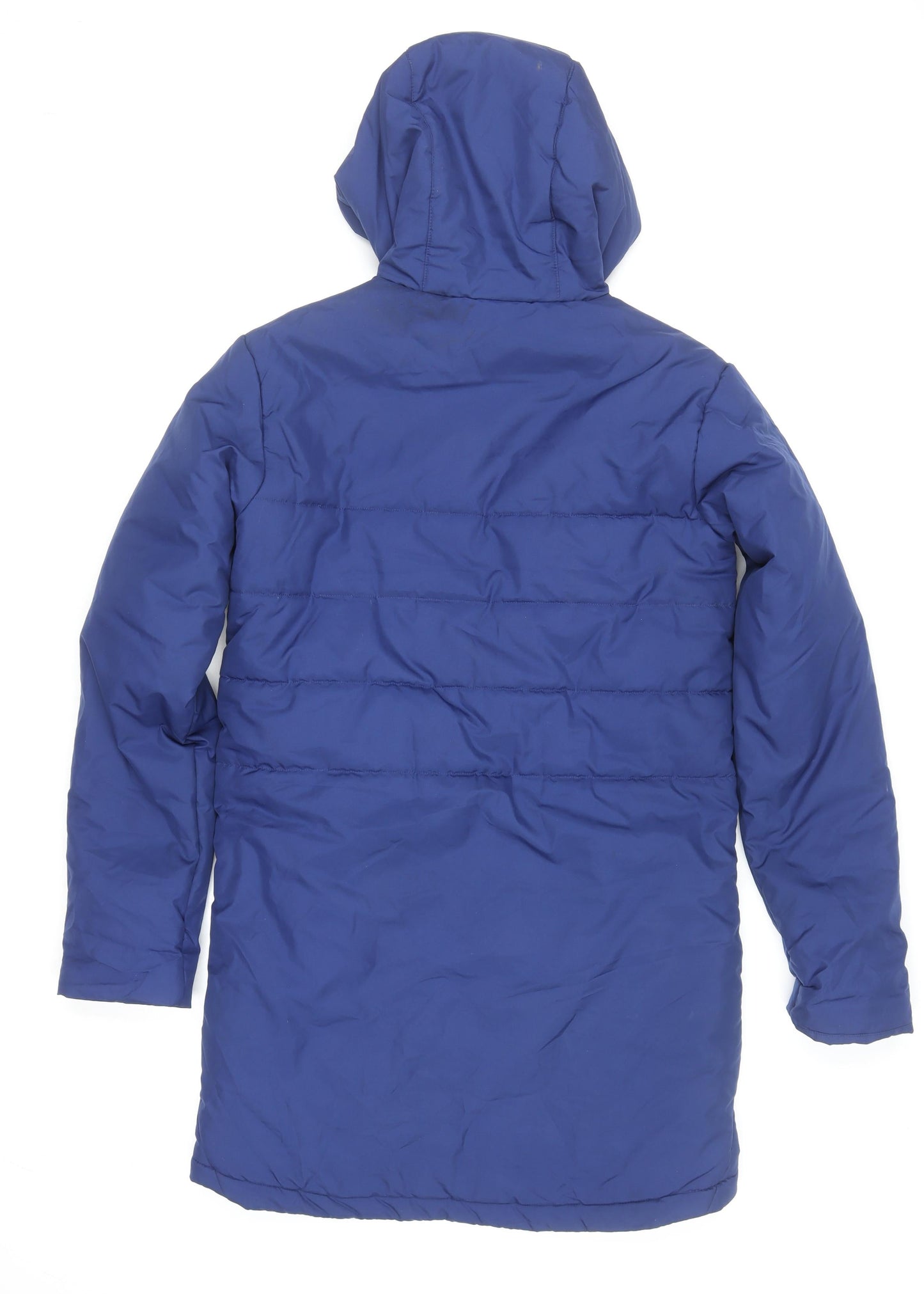 Umbro Men's Blue Long Hooded Puffer Jacket Size S Football Style