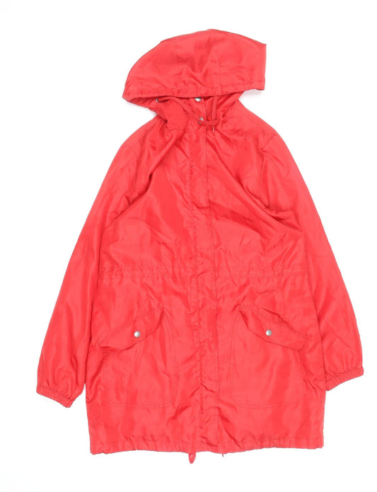 Label Be Women's Red Hooded Lightweight Anorak Jacket Size 14