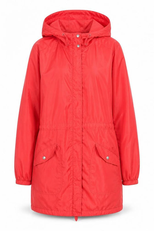 Label Be Women's Red Hooded Lightweight Anorak Jacket Size 14