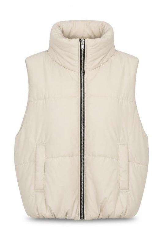 Glocal Women's Beige Puffer Waistcoat M Nylon Lined Zip Casual