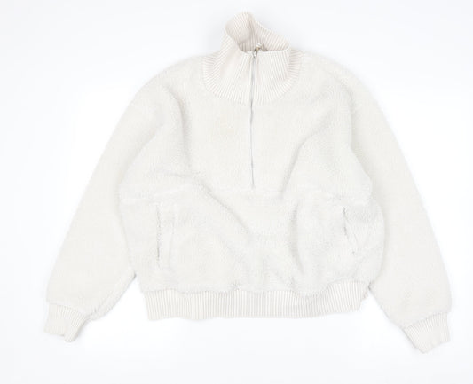 Marks and Spencer Women’s Ivory Fleece Half Zip Jacket Size L