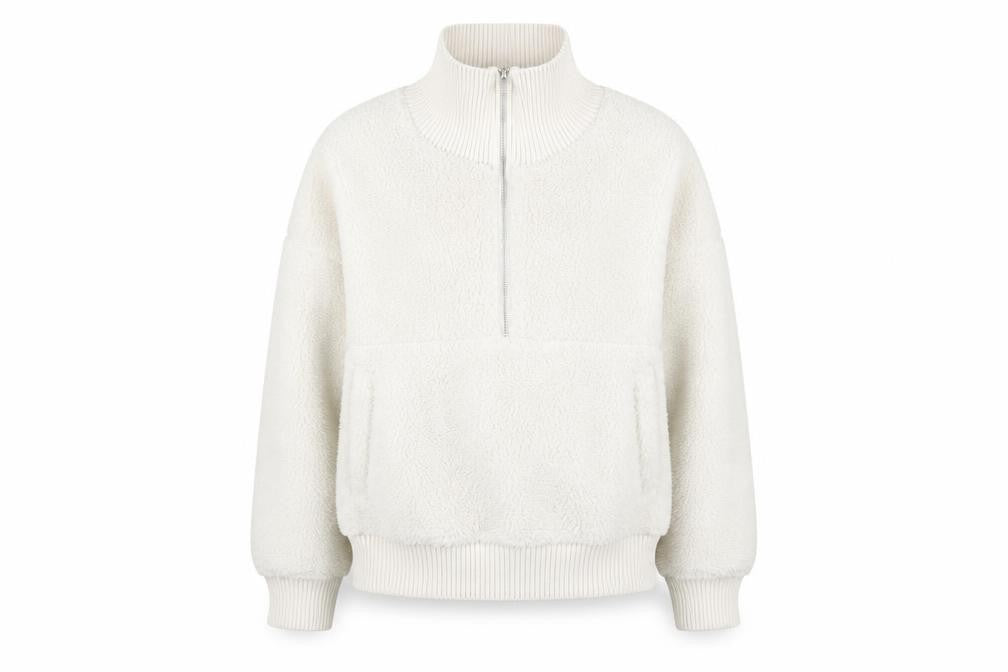 Marks & Spencer Women’s Ivory Fleece Half Zip Jacket Size L