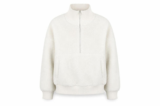 Marks & Spencer Women’s Ivory Fleece Half Zip Jacket Size L