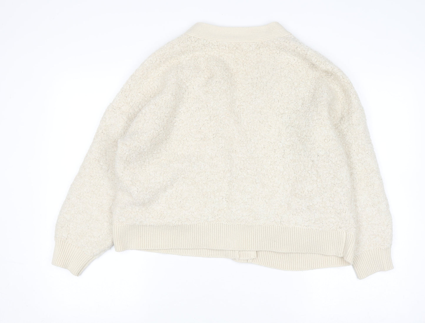 Gallery Women’s Ivory Chunky-Knit Wool Blend Cardigan L