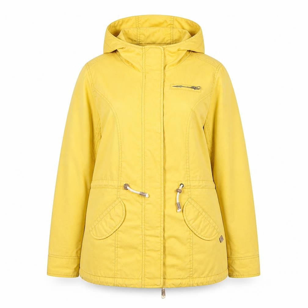Only Women's Yellow Hooded Parka Jacket Size M Cotton Blend Casual