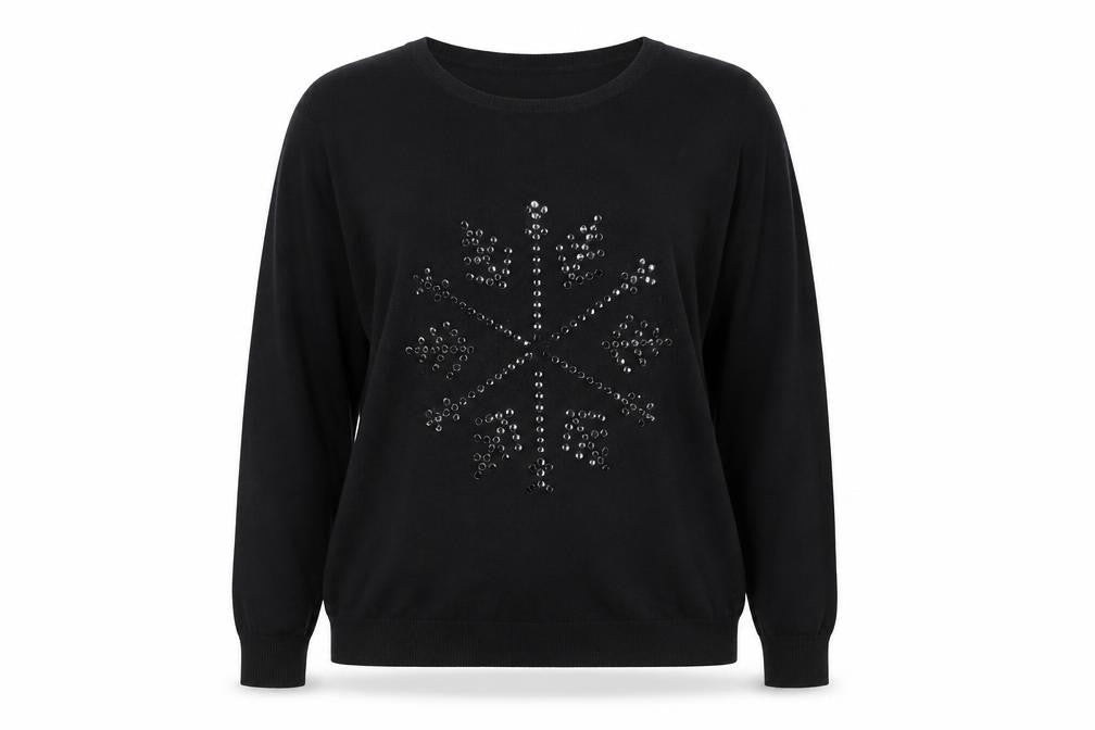 Gerard Women's Black L Knit Beaded Crew Neck Winter Jumper
