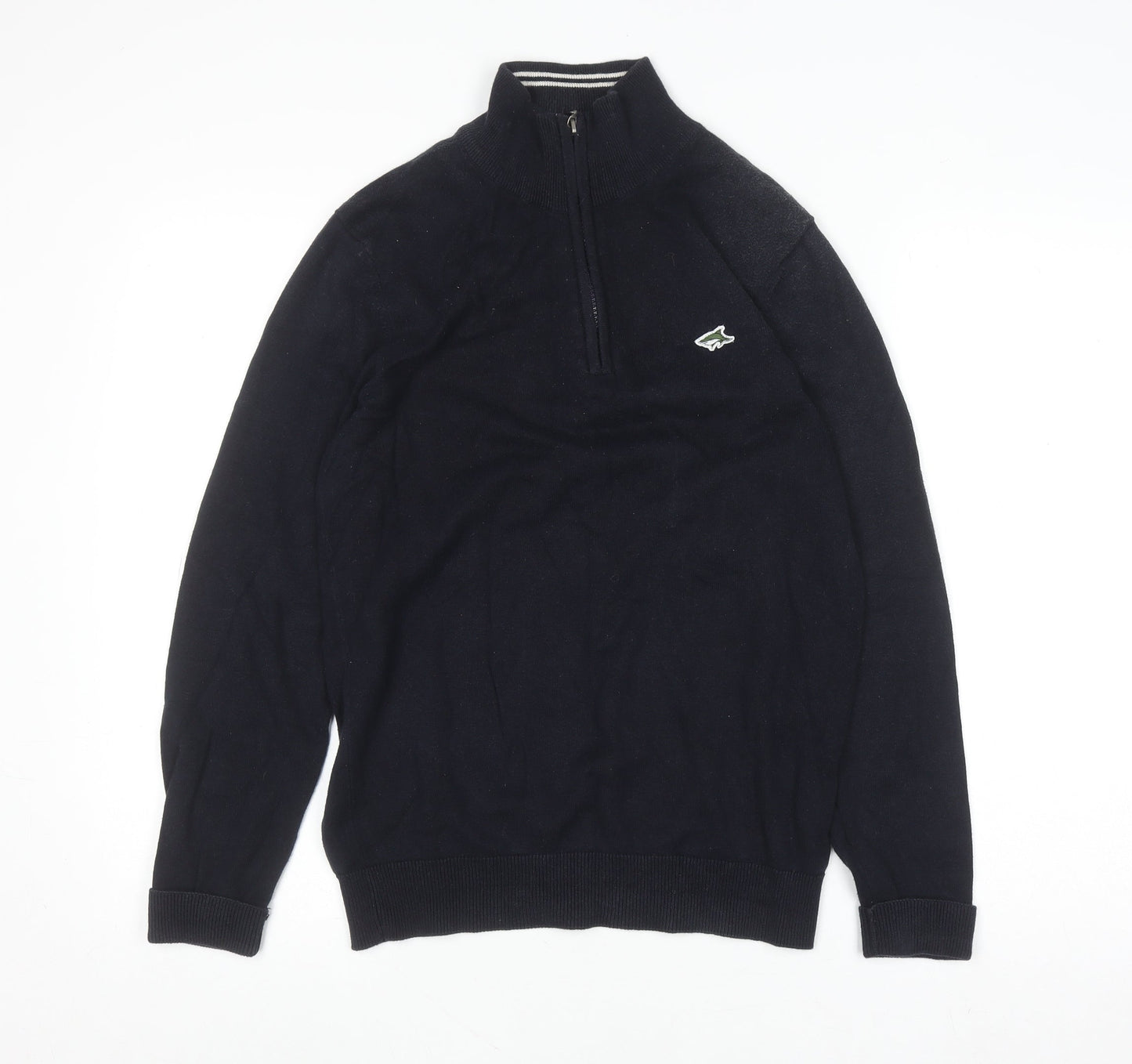 Le Shark Men Black Small Cotton 1/4 Zip High Neck Jumper