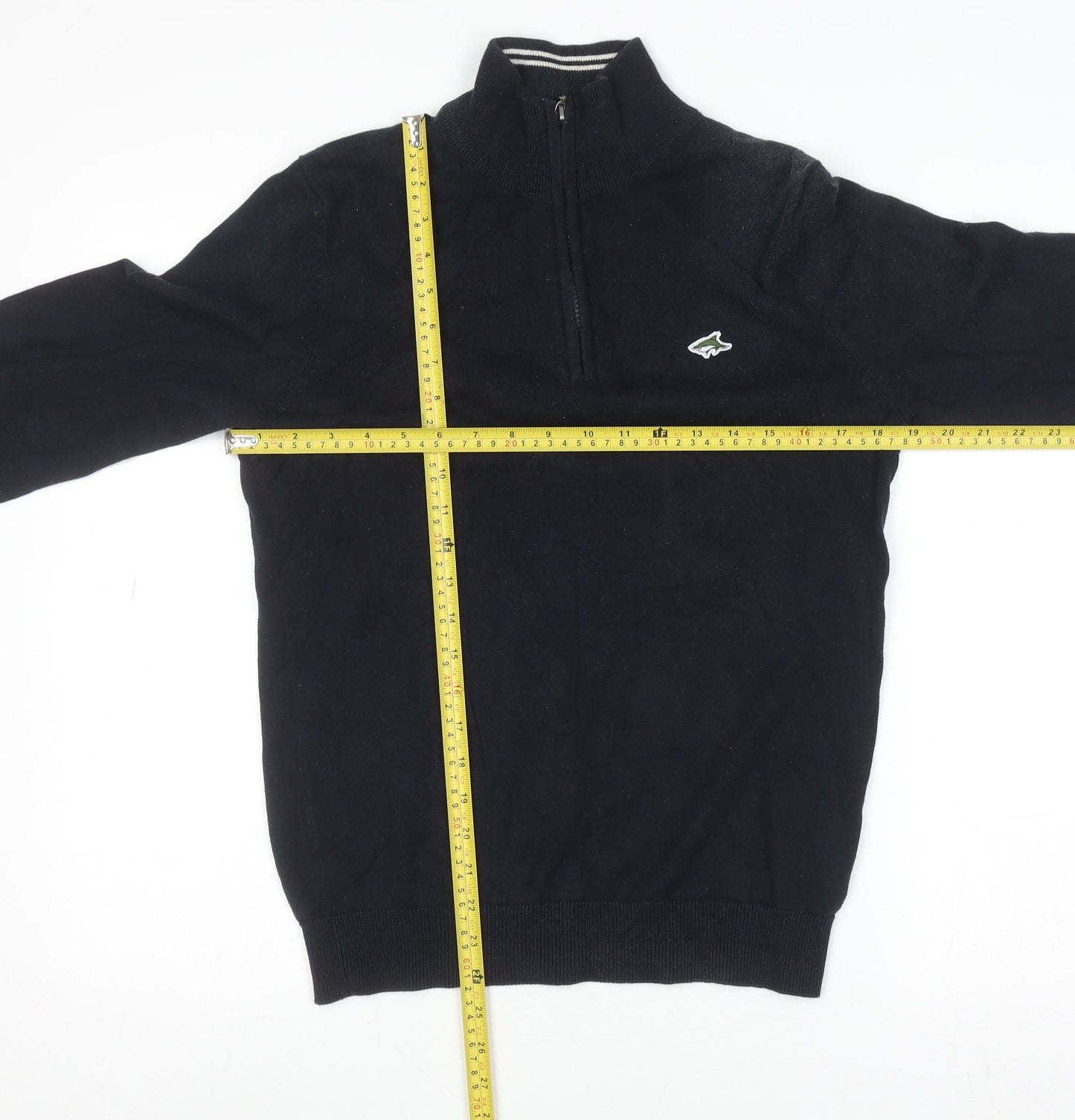 Le Shark Men Black Small Cotton 1/4 Zip High Neck Jumper
