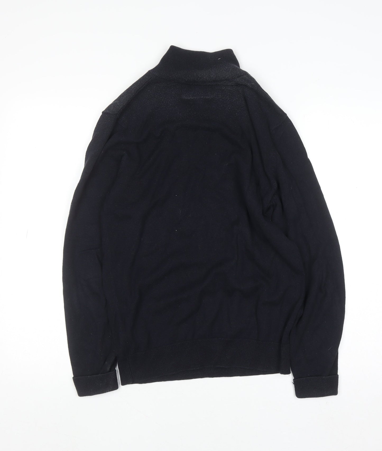 Le Shark Men Black Small Cotton 1/4 Zip High Neck Jumper