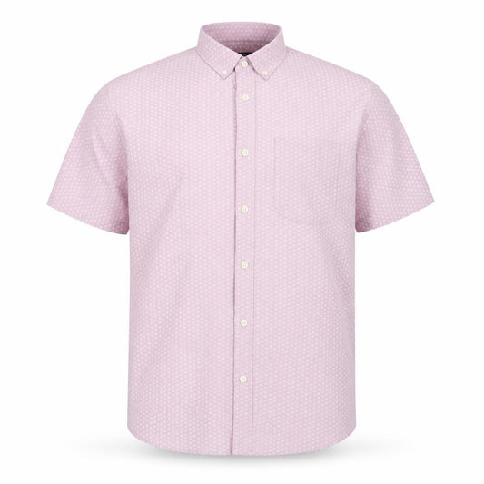 Dunnes Men's Pink Regular Fit Short Sleeve Cotton Button-Up Shirt