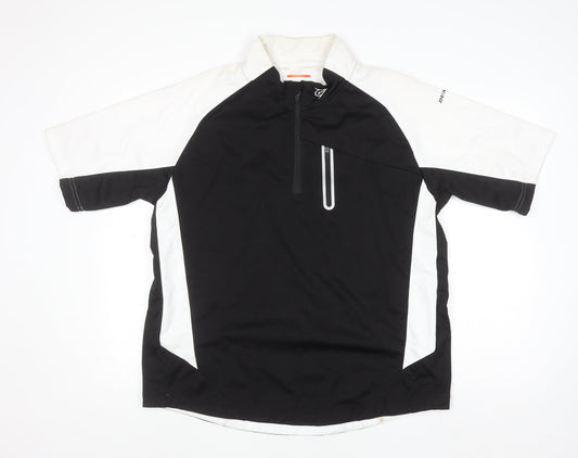 Dunlop Sport Men's Black White XL 1/4 Zip Polyester Activewear Top